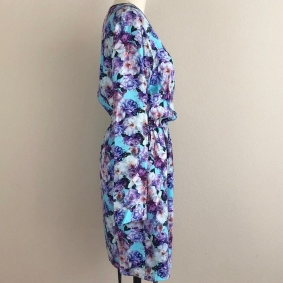 Wyatt Collection Floral Silk Long Sleeve Dress Size Medium - Picture 3 of 14
